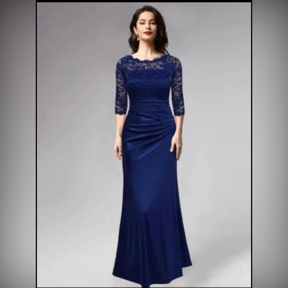 Formal mermaid style navy dress